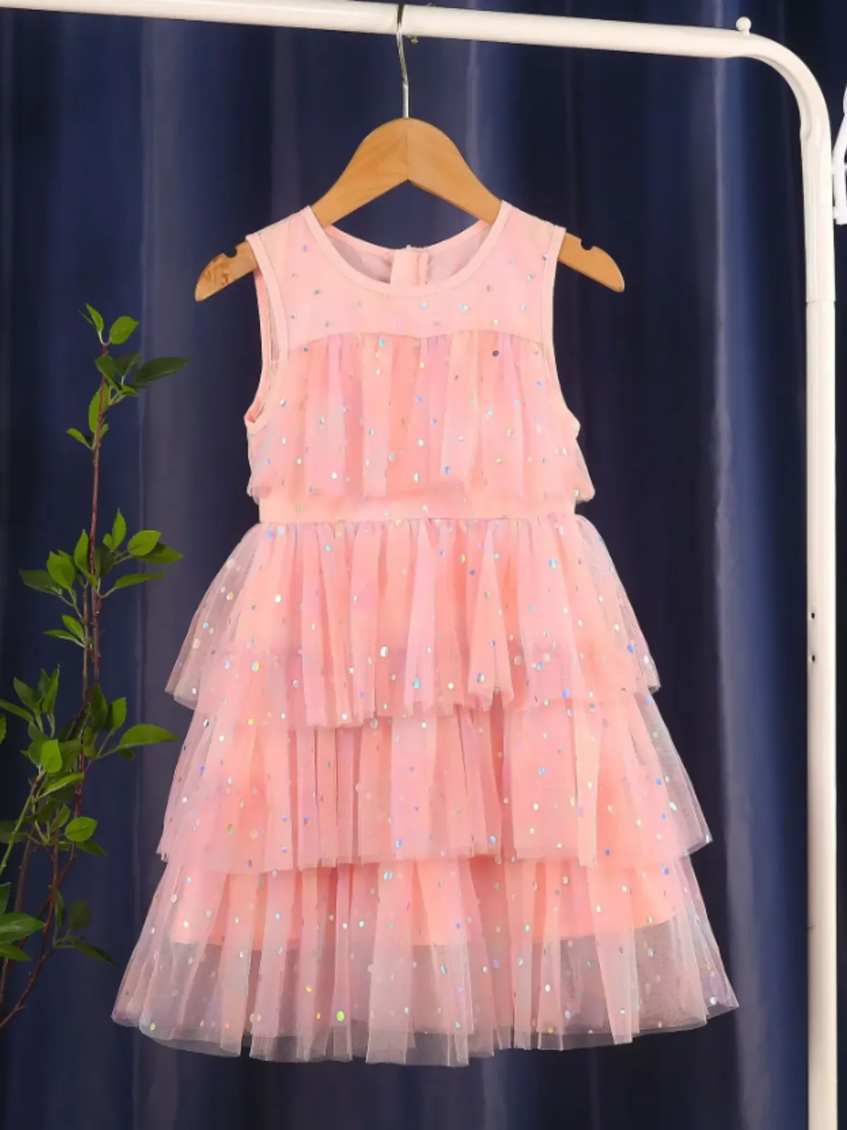She Radiates Magic Sequined Tiered Tulle Dress