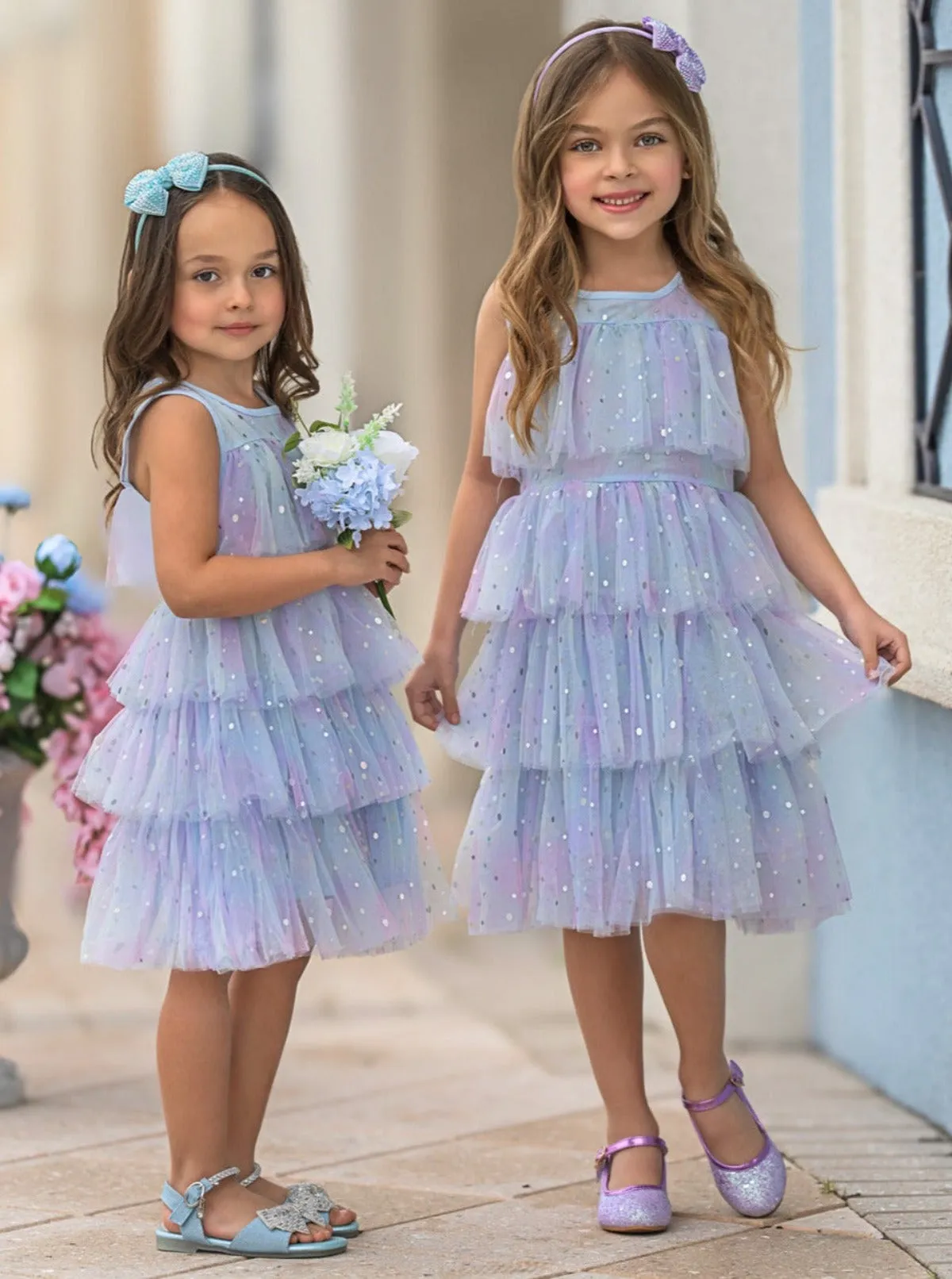She Radiates Magic Sequined Tiered Tulle Dress