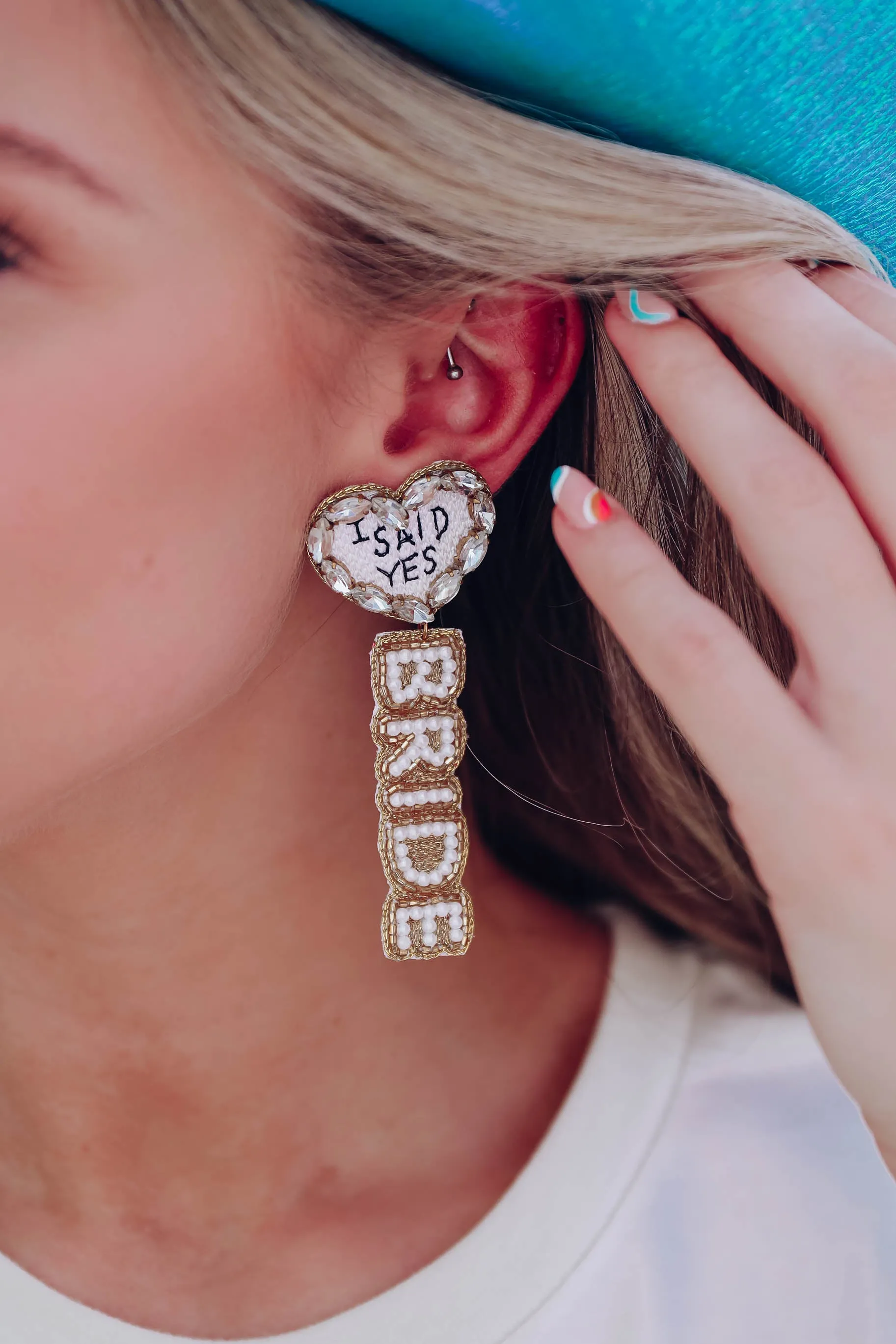 She Said Yes Bride Earrings - Gold