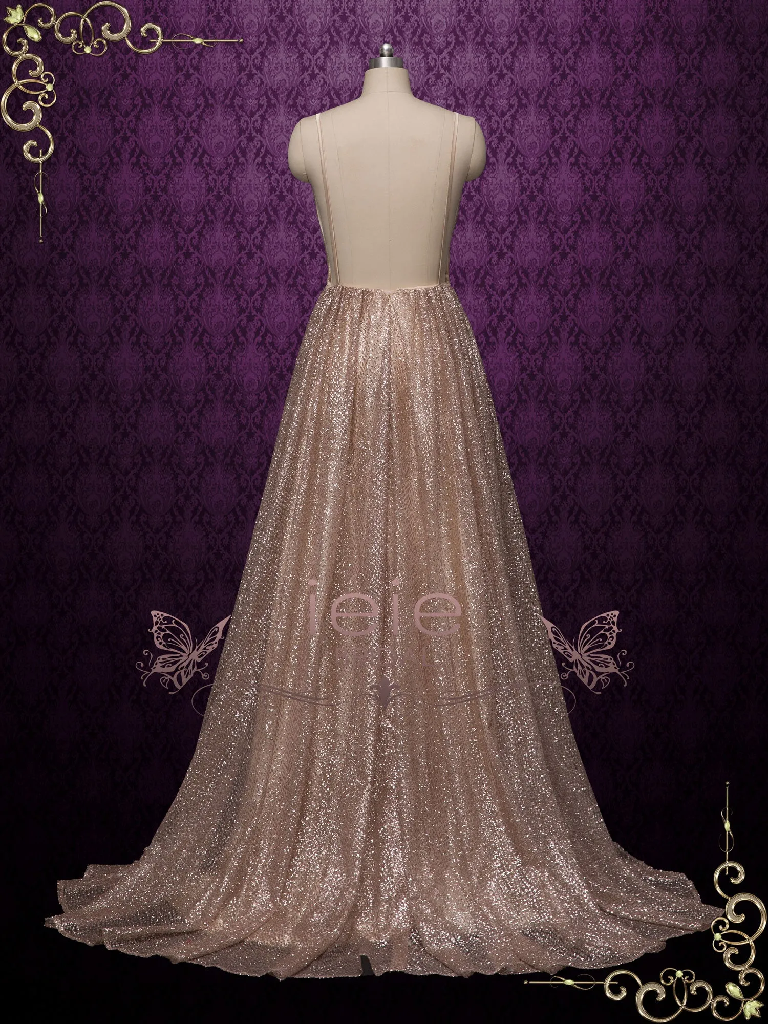 Shimmery Sparkly Open Back Formal Evening Dress FARRAH