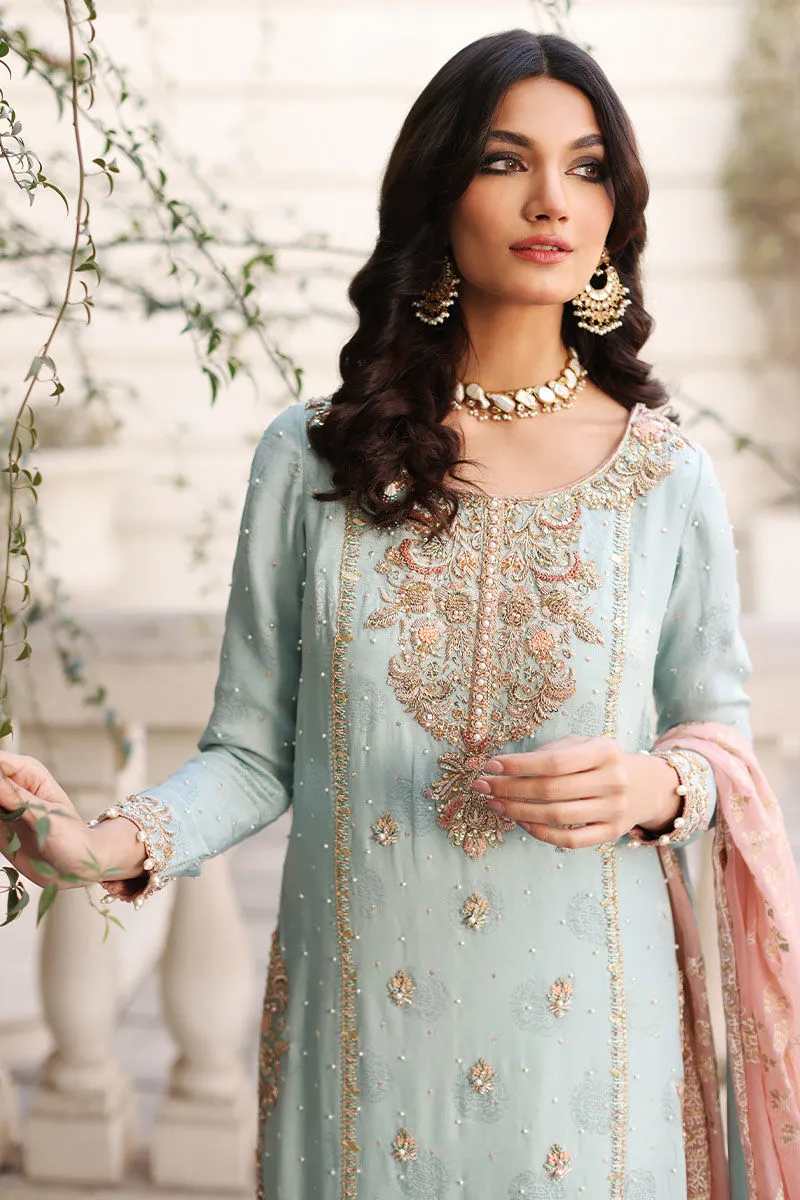 Silk Sky Blue Salwar Kameez Pakistani Wedding Dresses