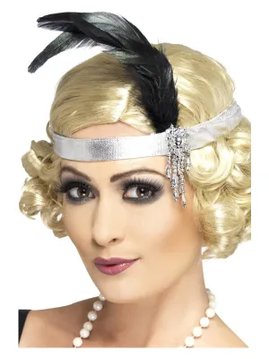 Silver Satin Charleston Headband