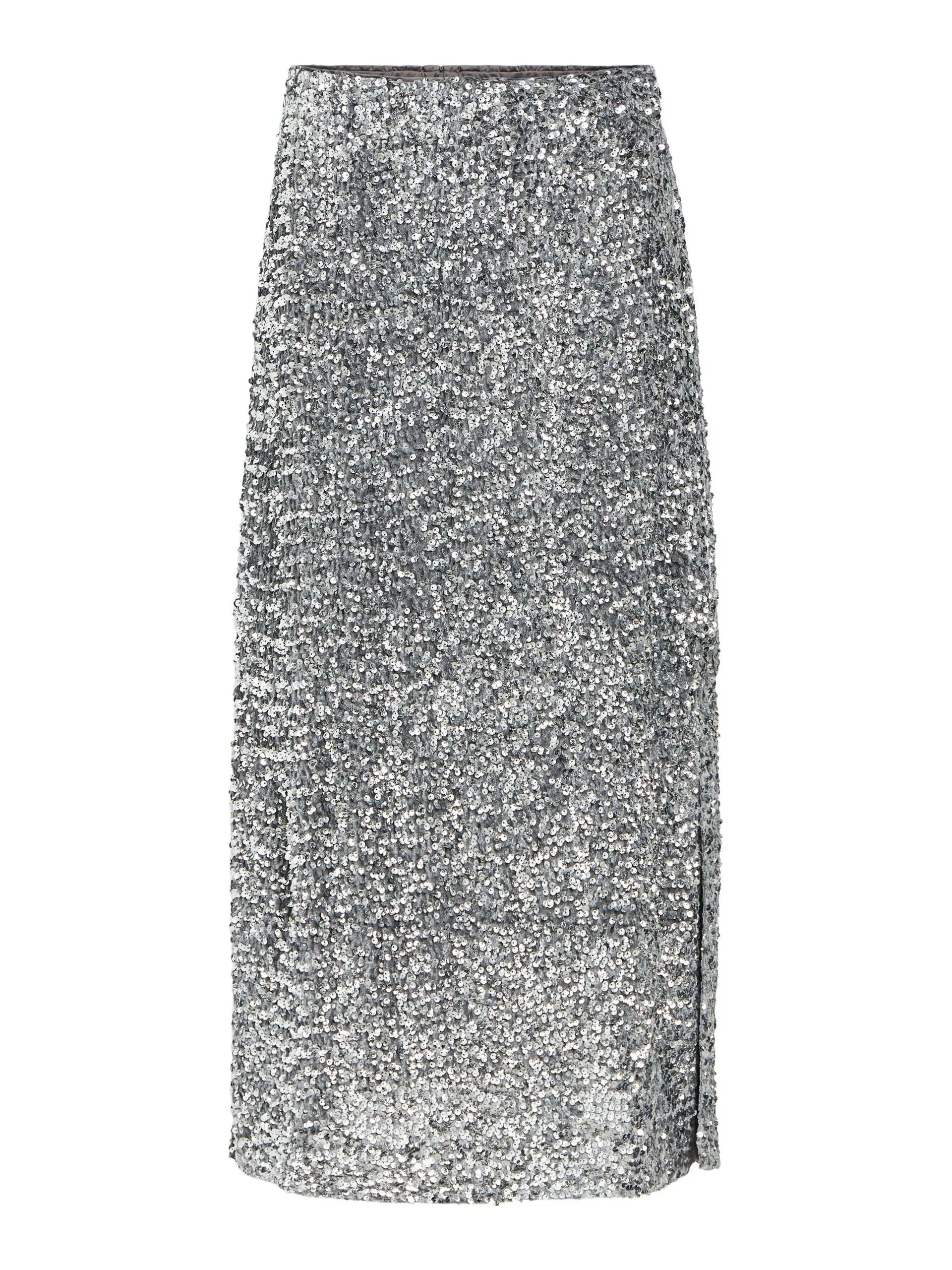 Silver Sequin Maxi Skirt