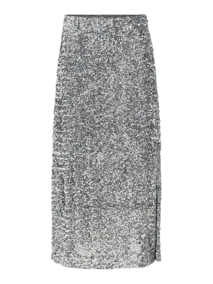 Silver Sequin Maxi Skirt