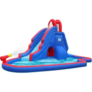 Slide 'N Spray nflatable Water Park Blow Up Pool with Air Pump Blue