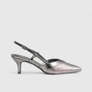 Slingback Court Shoe Pewter 10558