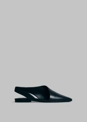 Slingback Flat in Leather - Black