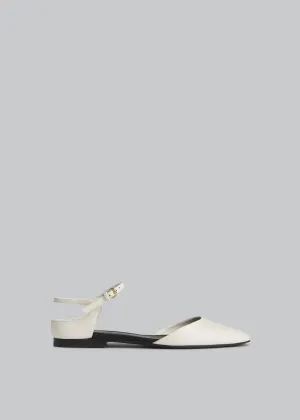 Slingback Pointed Toe Flat in Calfskin - Ivory