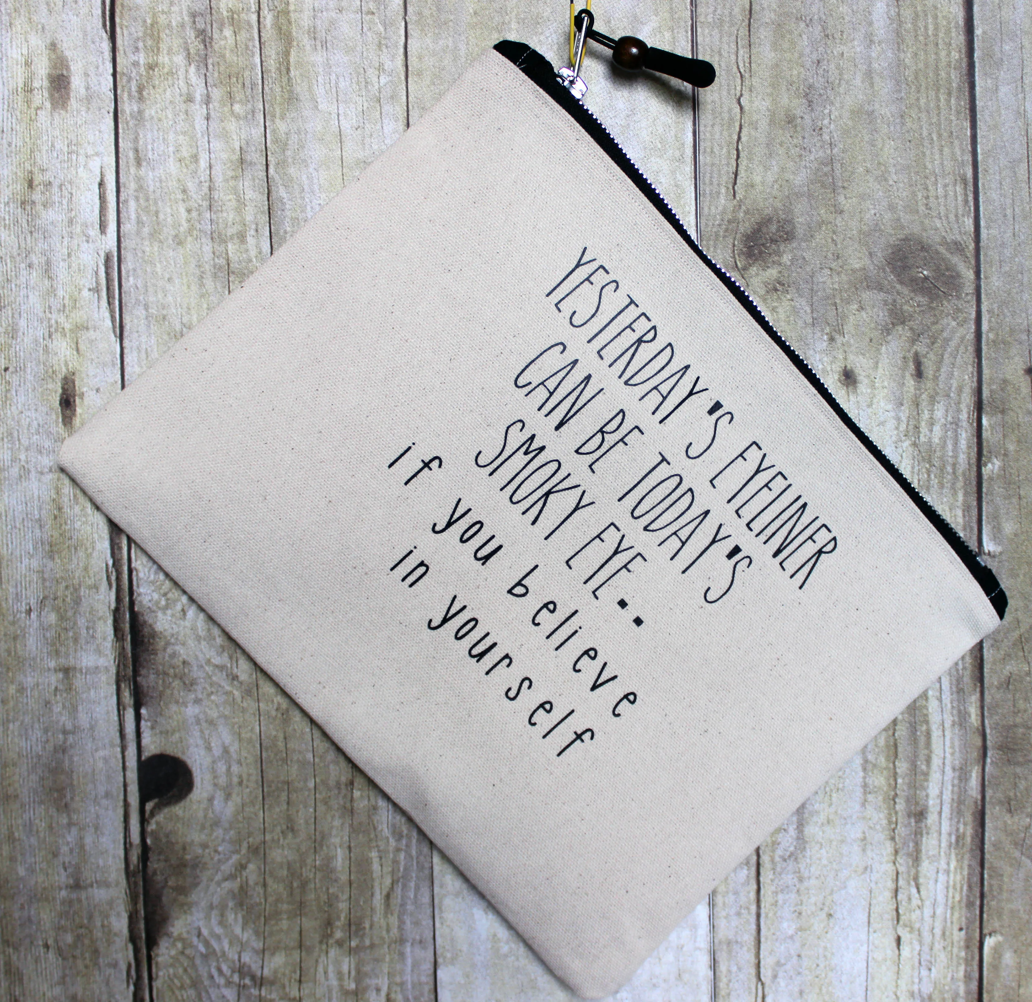 smokey eyeliner - zip money makeup bag