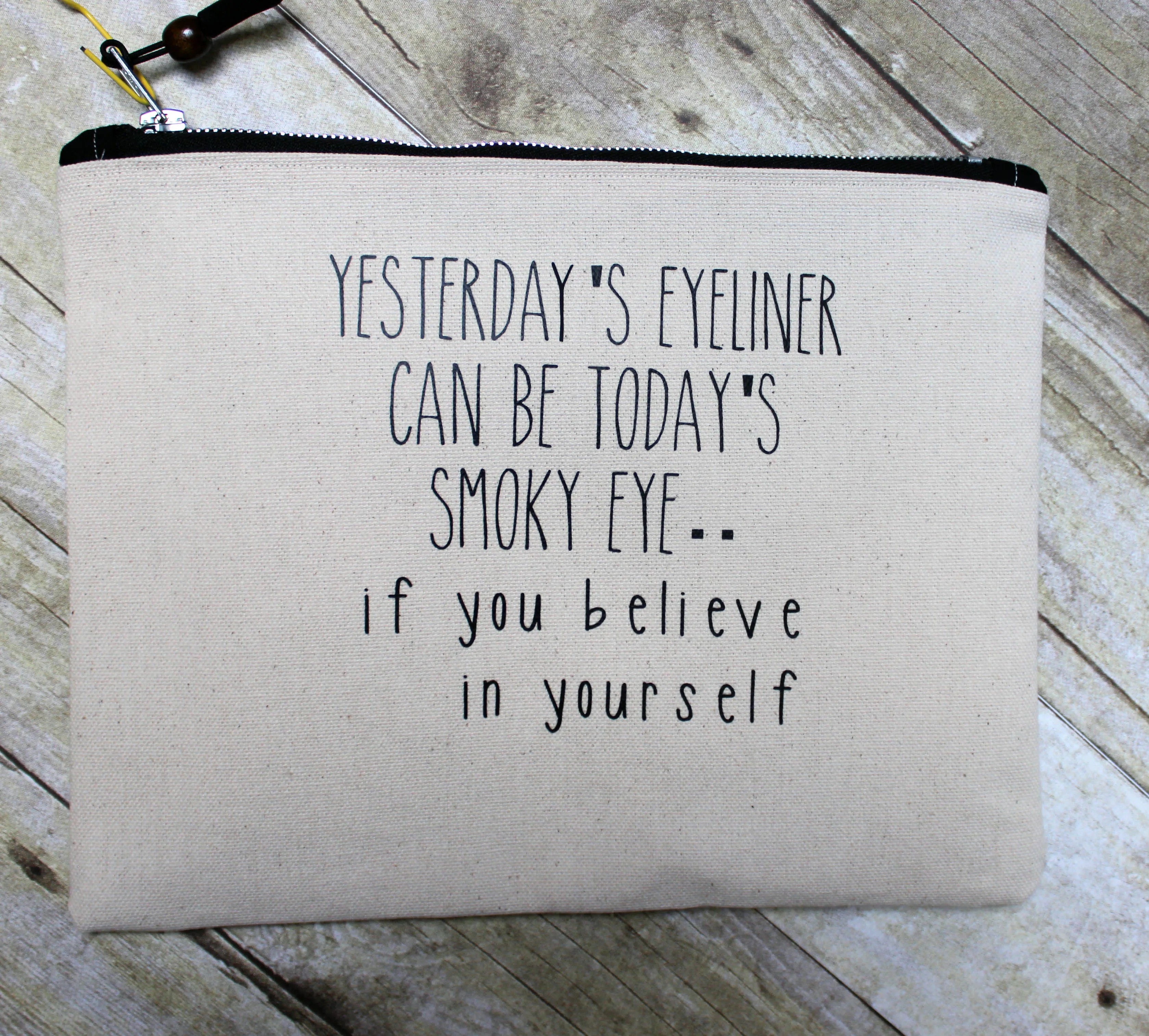 smokey eyeliner - zip money makeup bag