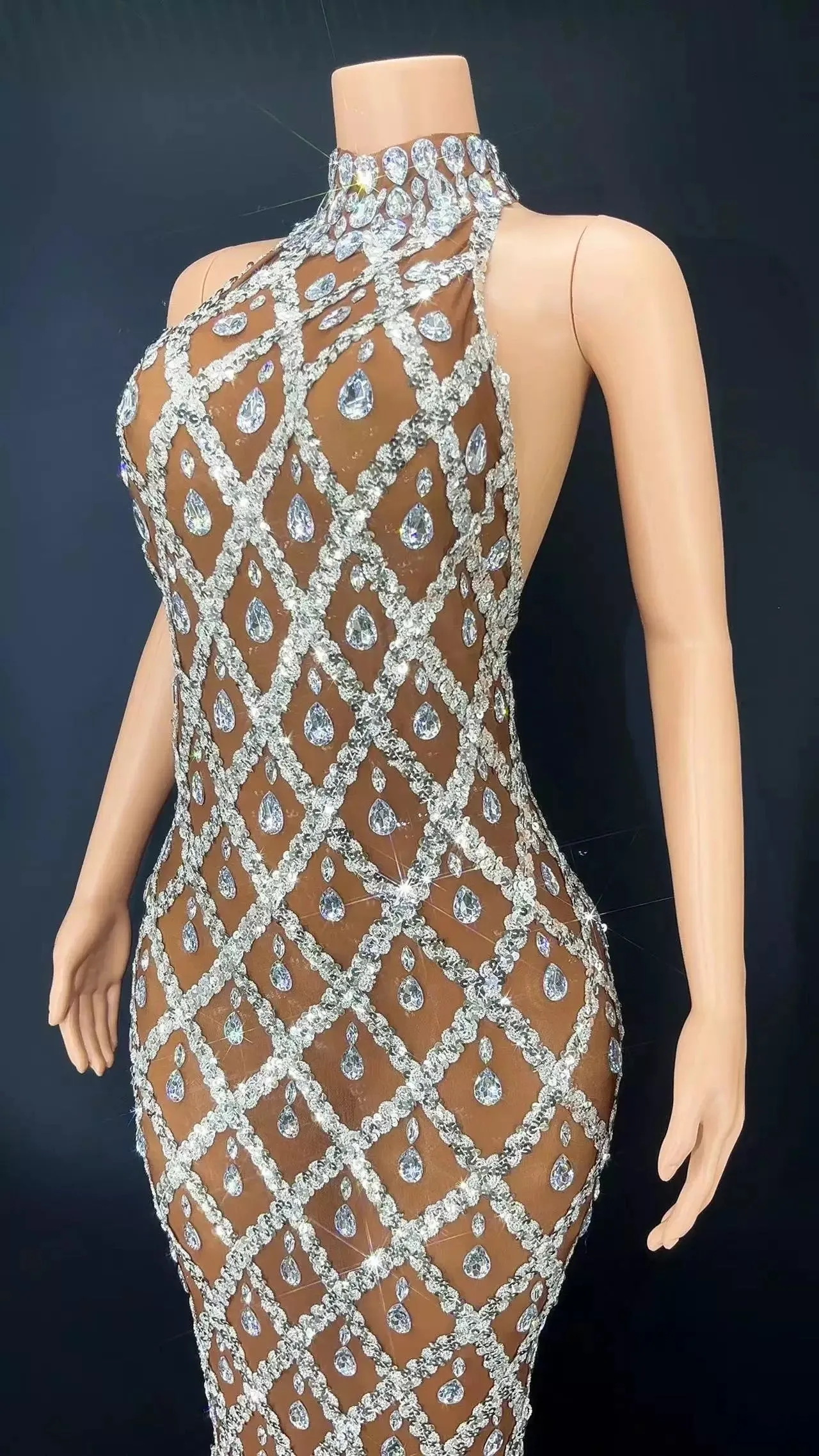 Sparkling Chandelier Gown - Clear Crystals