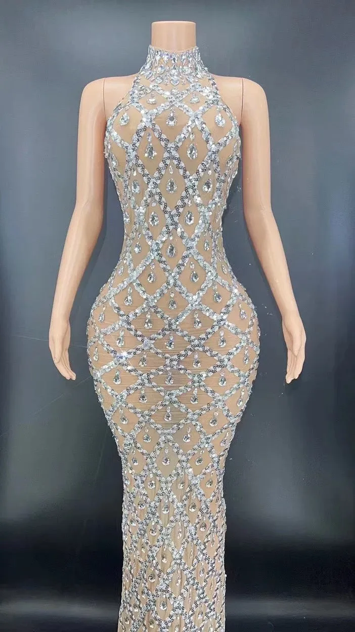 Sparkling Chandelier Gown - Clear Crystals