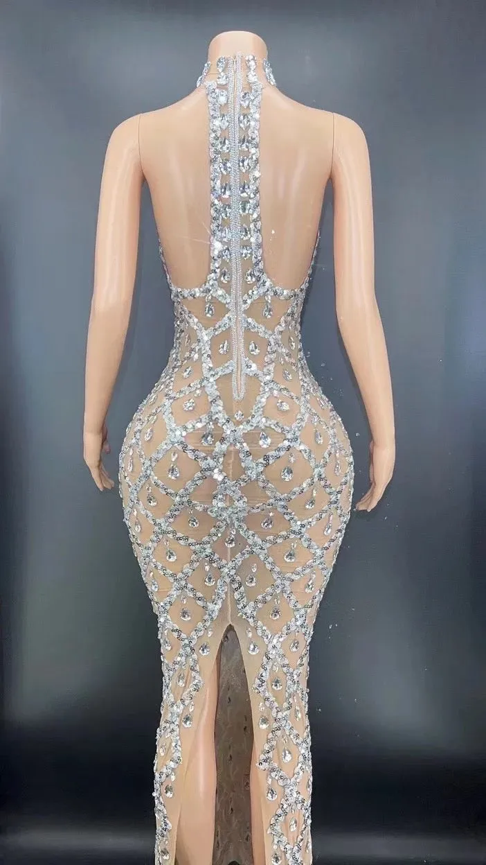 Sparkling Chandelier Gown - Clear Crystals