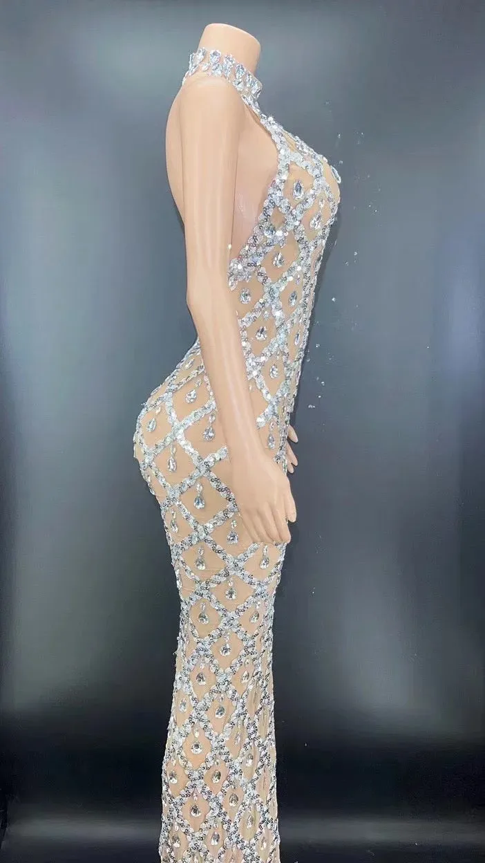 Sparkling Chandelier Gown - Clear Crystals