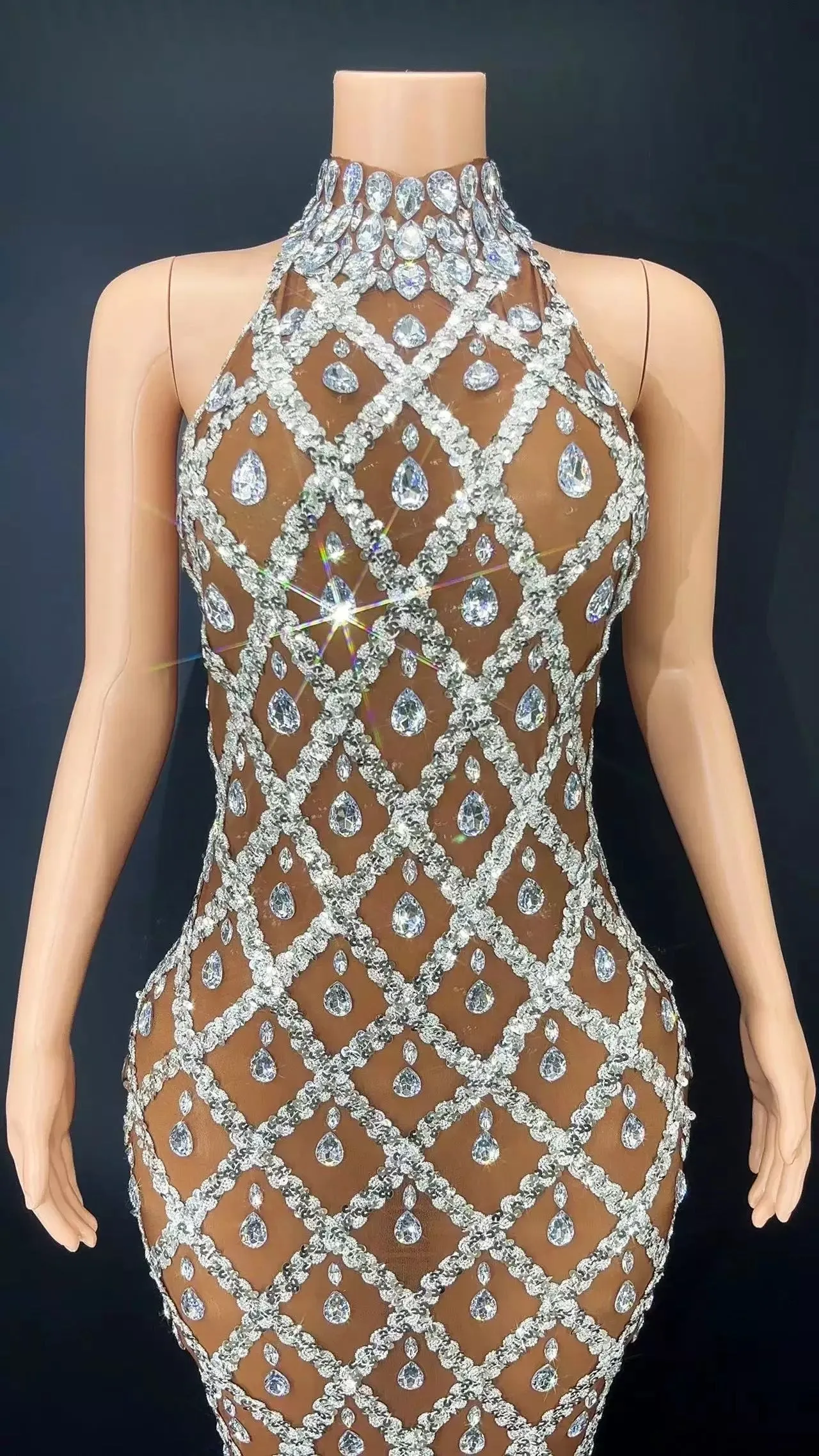 Sparkling Chandelier Gown - Clear Crystals