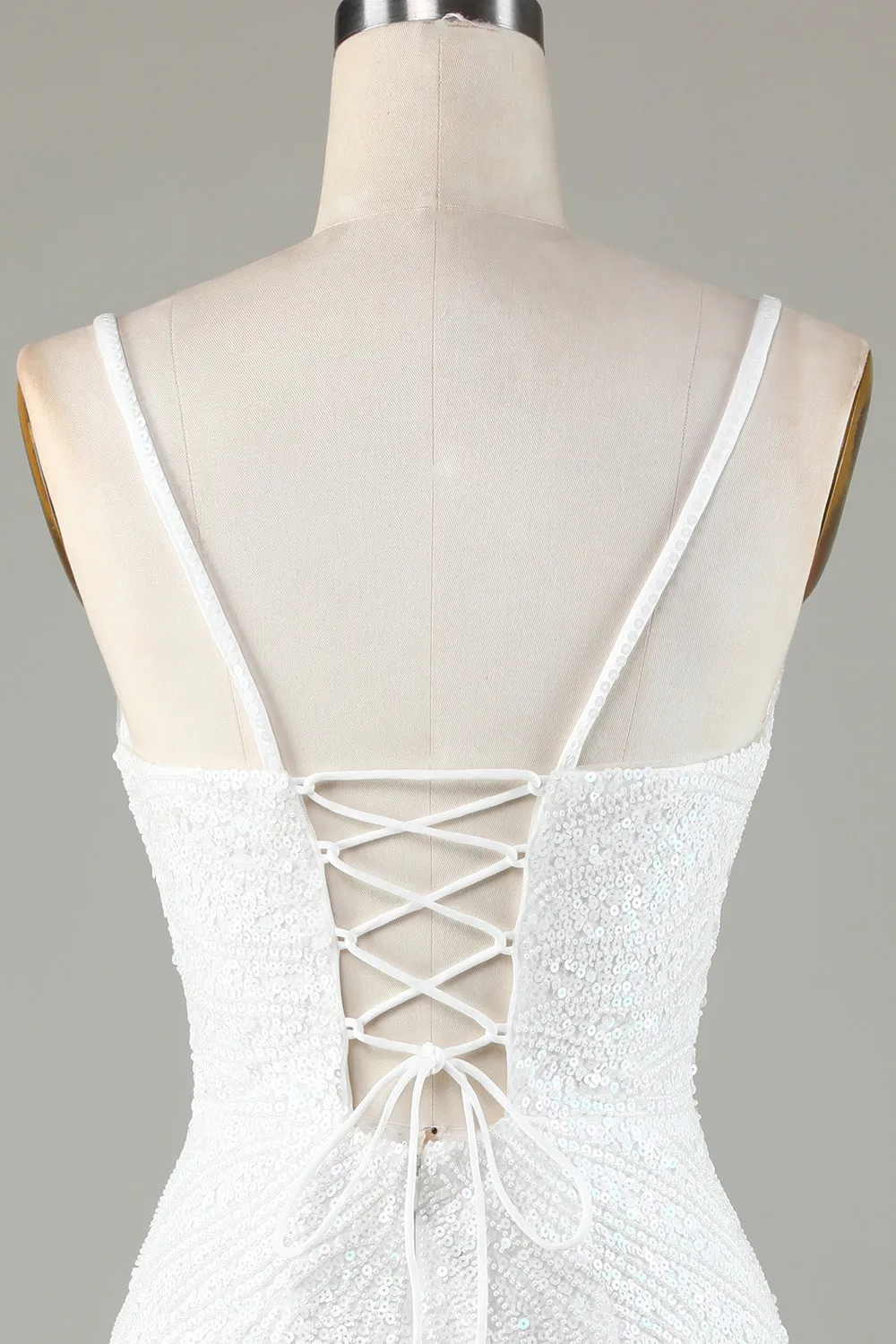 Sparkly Blue Bodycon Lace-Up Back Beaded Short Homecoming Dress with Tassel