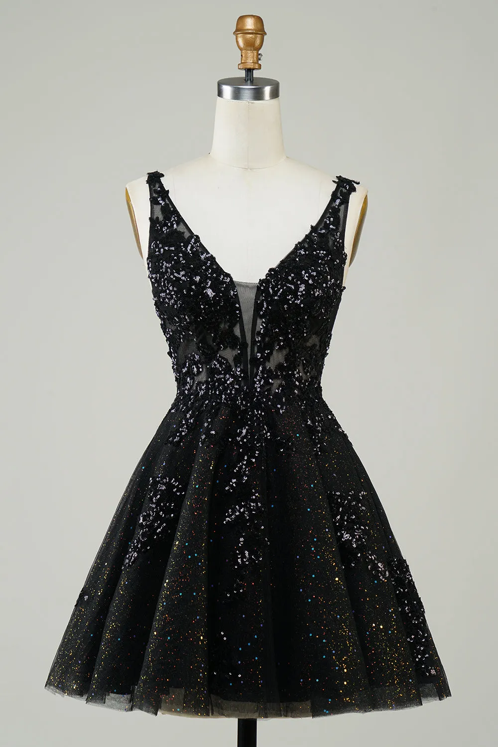 Sparkly Dark Green A Line Glitter Short Homecoming Dress with Sequins
