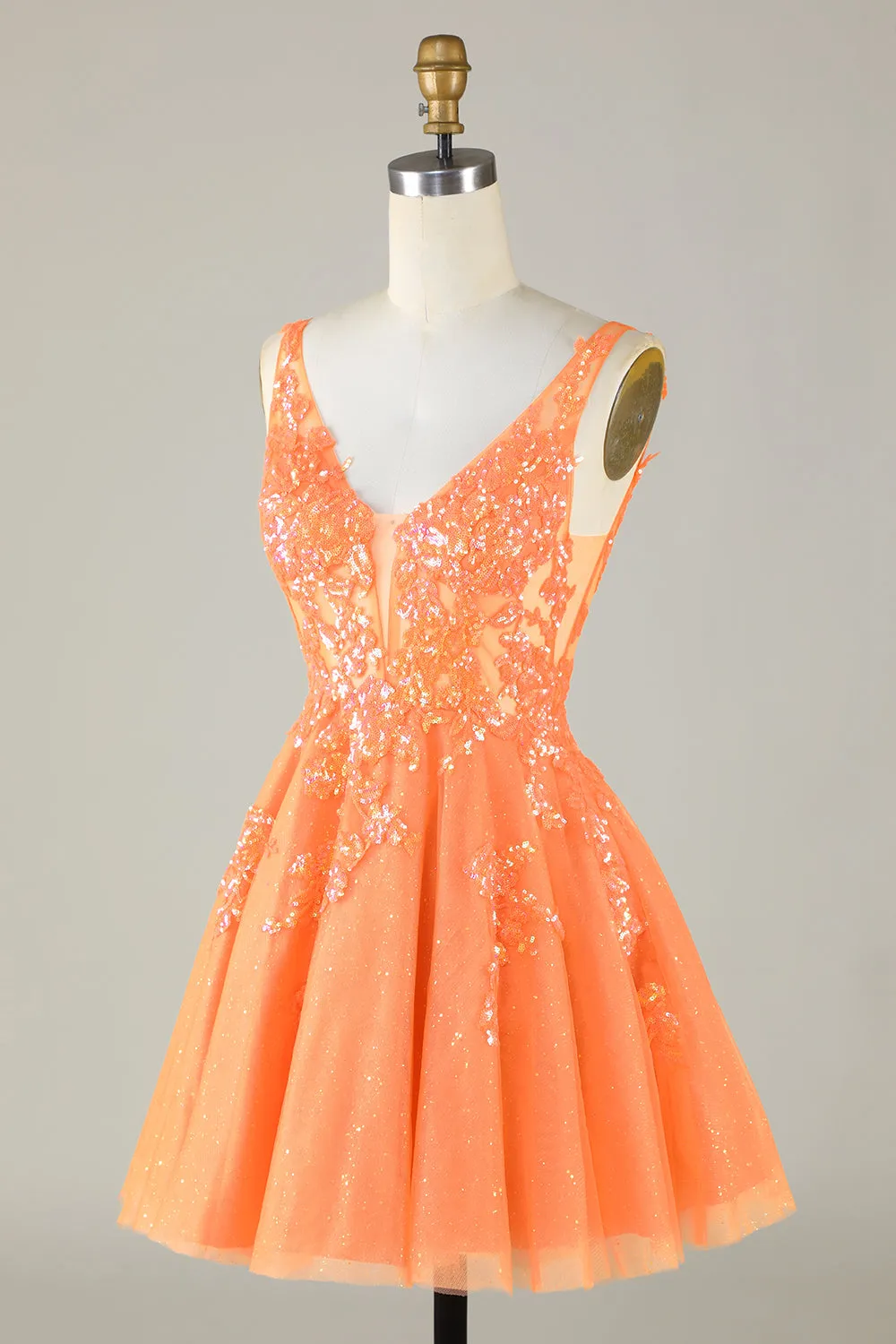 Sparkly Dark Green A Line Glitter Short Homecoming Dress with Sequins