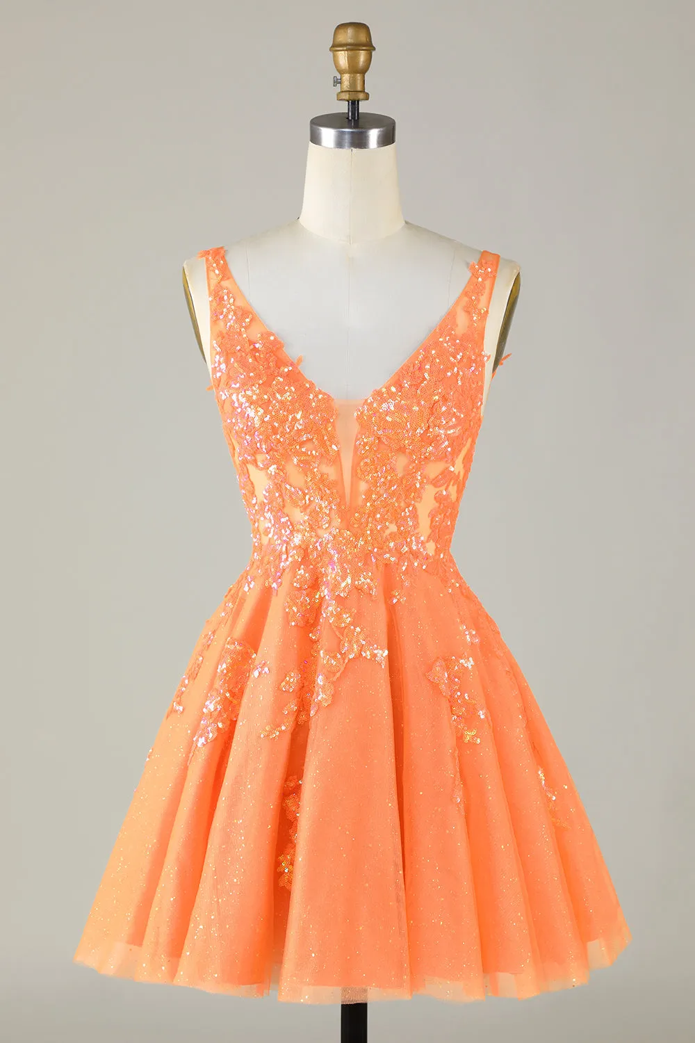 Sparkly Dark Green A Line Glitter Short Homecoming Dress with Sequins