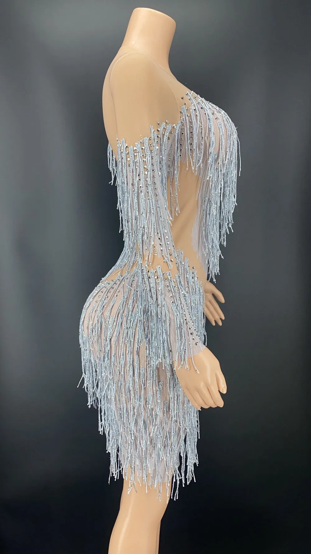 Sparkly Rhinestones Fringes Dress