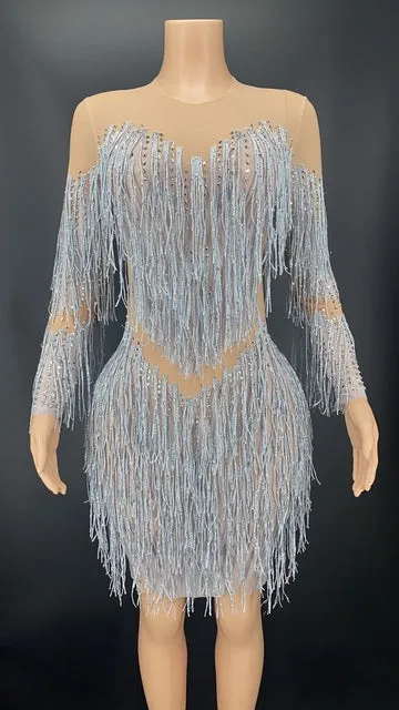 Sparkly Rhinestones Fringes Dress