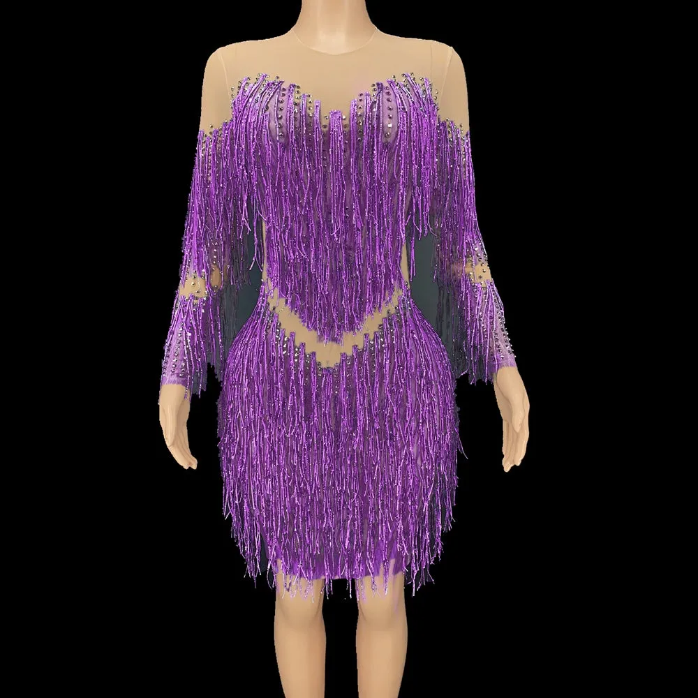 Sparkly Rhinestones Fringes Dress