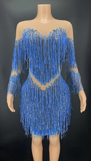 Sparkly Rhinestones Fringes Dress