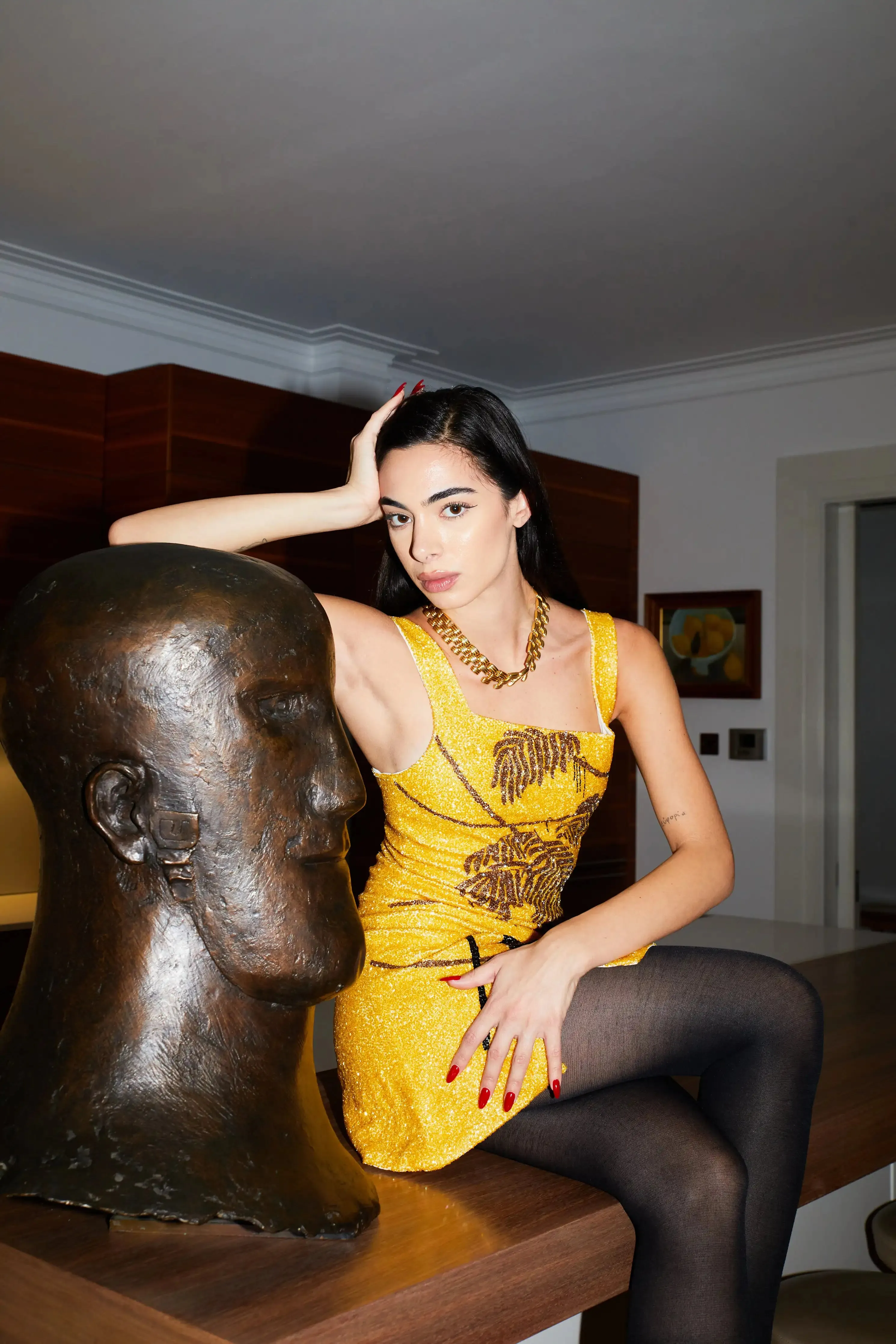 St. Barth Hand-Beaded Crystal Dress Yellow