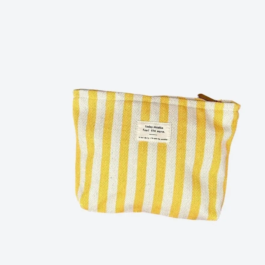Striped Canvas Travel Pouches