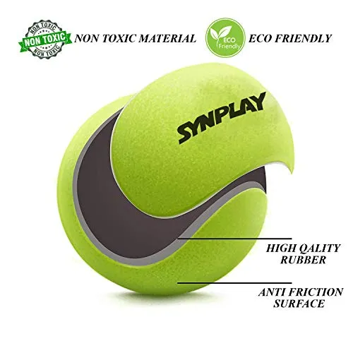 SYNPLAY SS00160 Rubber Cricket Tennis Ball, Size Standard (Yellow, Fluorescent)
