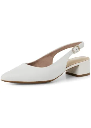 Tamaris Kaylee Slingback Leather Pumps White
