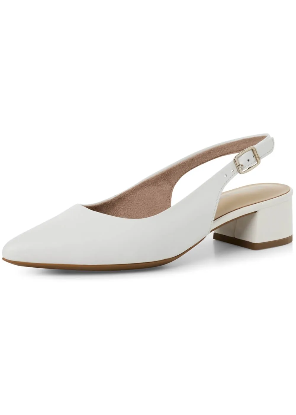 Tamaris Kaylee Slingback Leather Pumps White