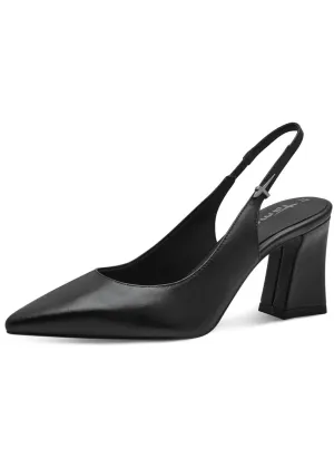Tamaris Miranda Leather 60's Slingback Pumps Black