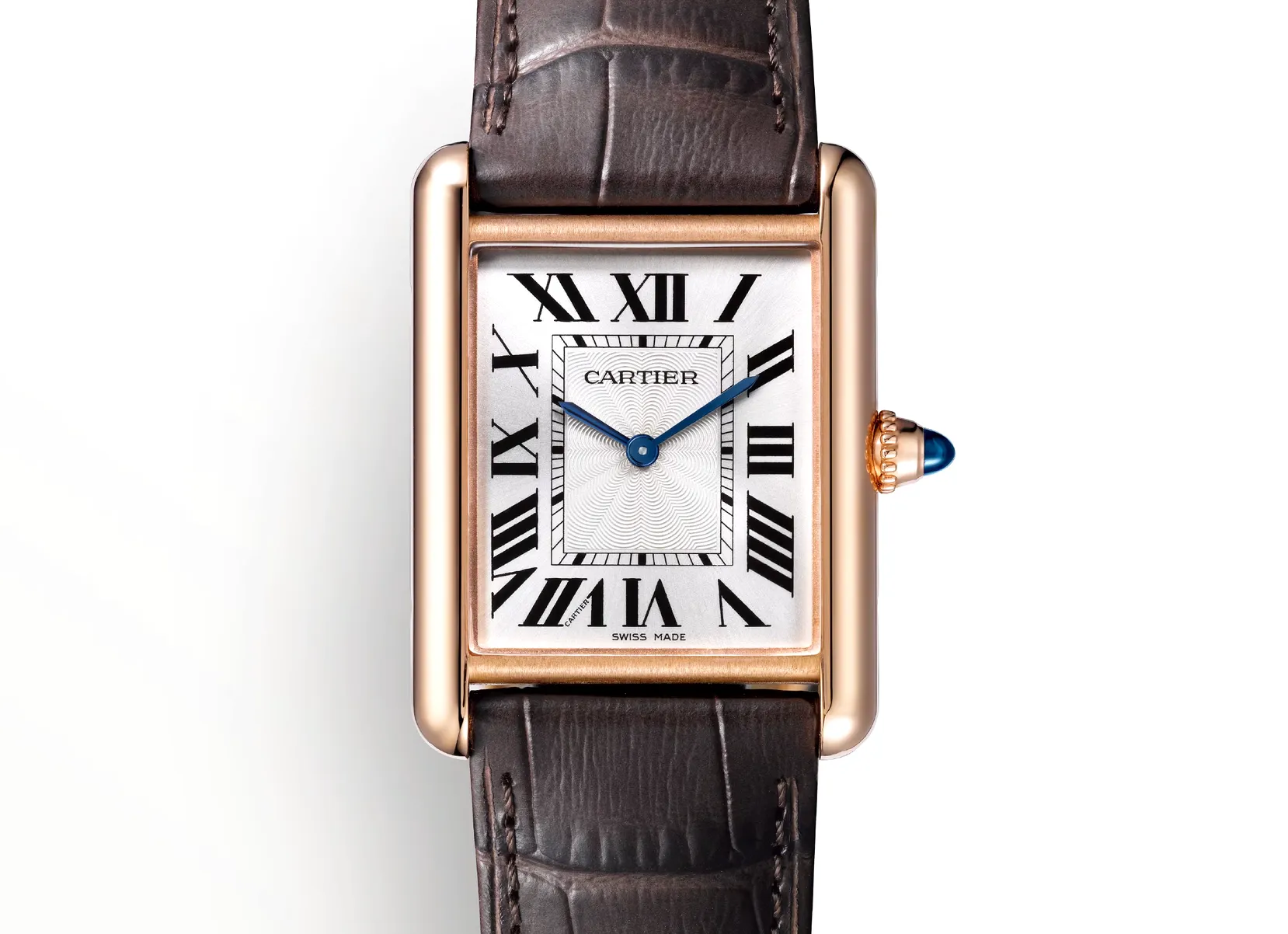 Tank Louis Cartier Watch with Semi-Matte Brown Strap