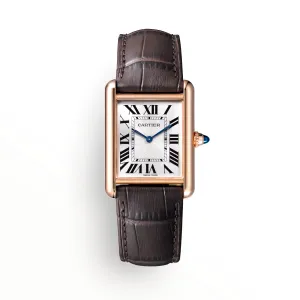 Tank Louis Cartier Watch with Semi-Matte Brown Strap