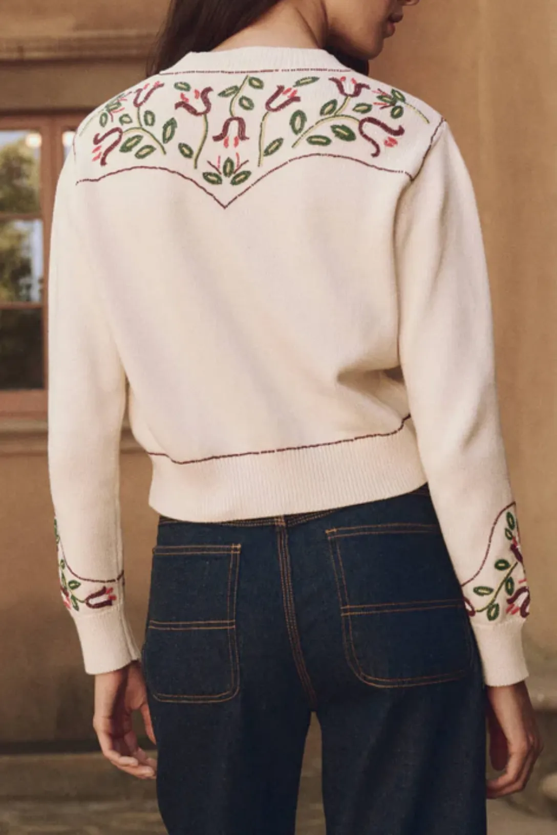 The Western Beaded Cardigan | Natural