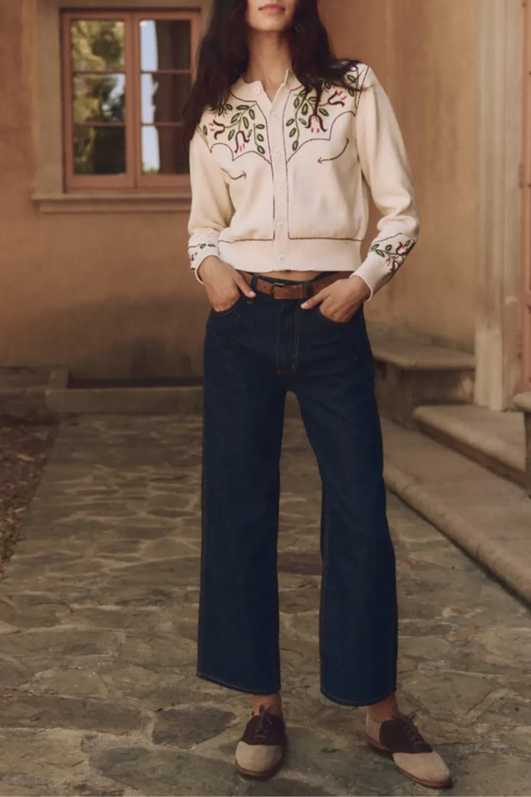 The Western Beaded Cardigan | Natural