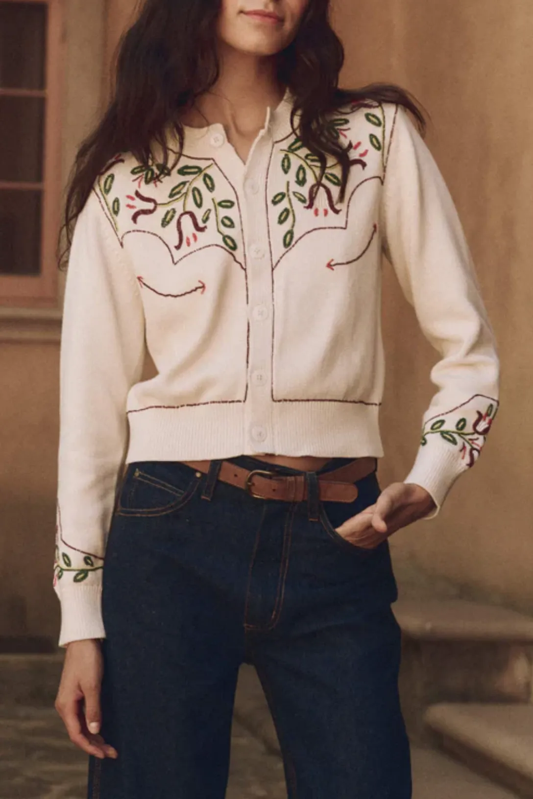 The Western Beaded Cardigan | Natural