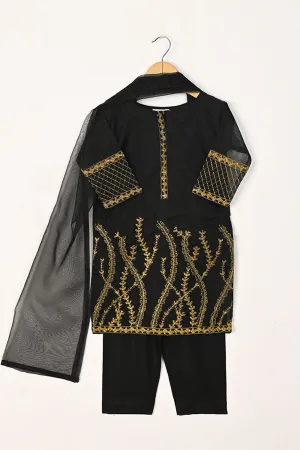 TKF-105-Black - Kids 3Pc Organza Formal Dress