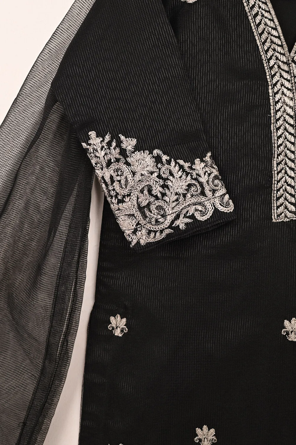TKF-158-Black - Kids 3Pc Javeria Net Embroidered Formal Dress