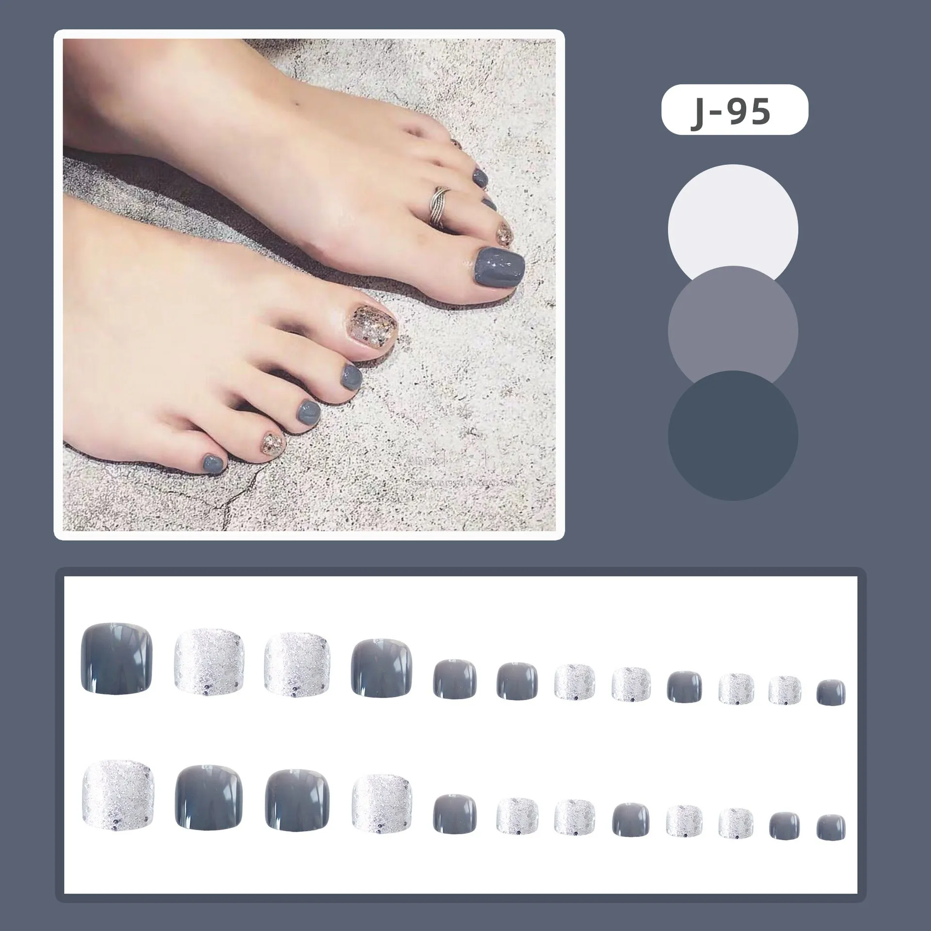Toe nail Sparkle Morandi cyan