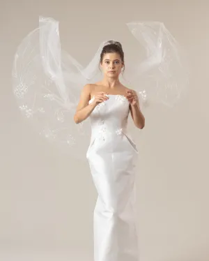 TOKYO BEADED EMBROIDERY FLORAL VEIL