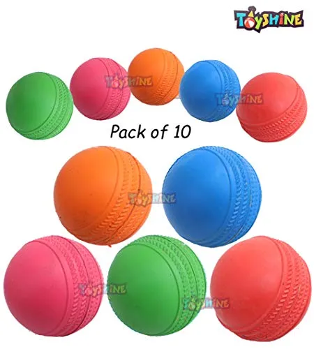 Toyshine Cricket Rubber Balls for Cricket, Pack of 10, SSTP (Multicolour)