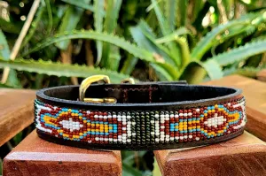 TribalMaasai Beaded Leather Dog Collar