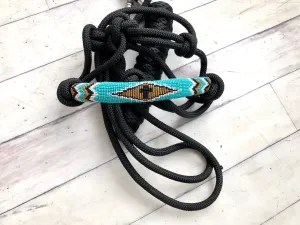 Turquoise & Gold Beaded Diamond Cowboy Knot Halter