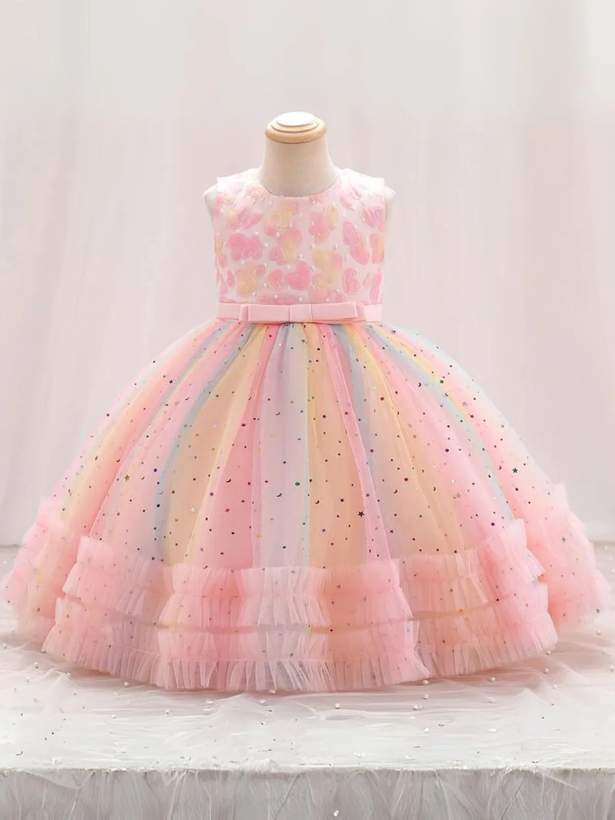 Twinkle and Twirl Sequined Rainbow Special Occasion Dress