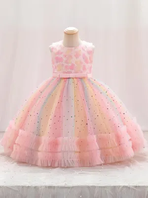 Twinkle and Twirl Sequined Rainbow Special Occasion Dress