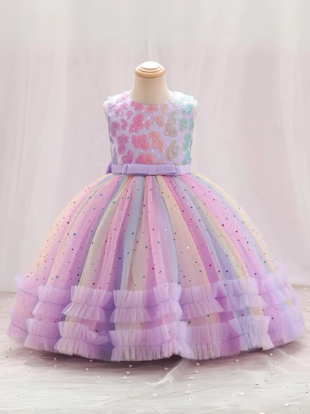 Twinkle and Twirl Sequined Rainbow Special Occasion Dress