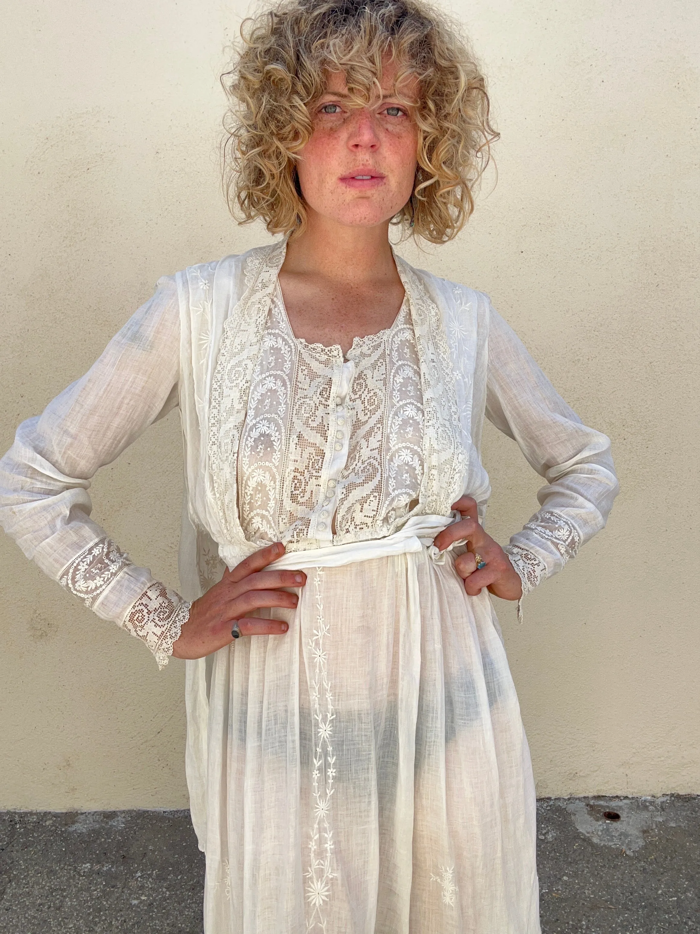 Victorian White Dress with Cape