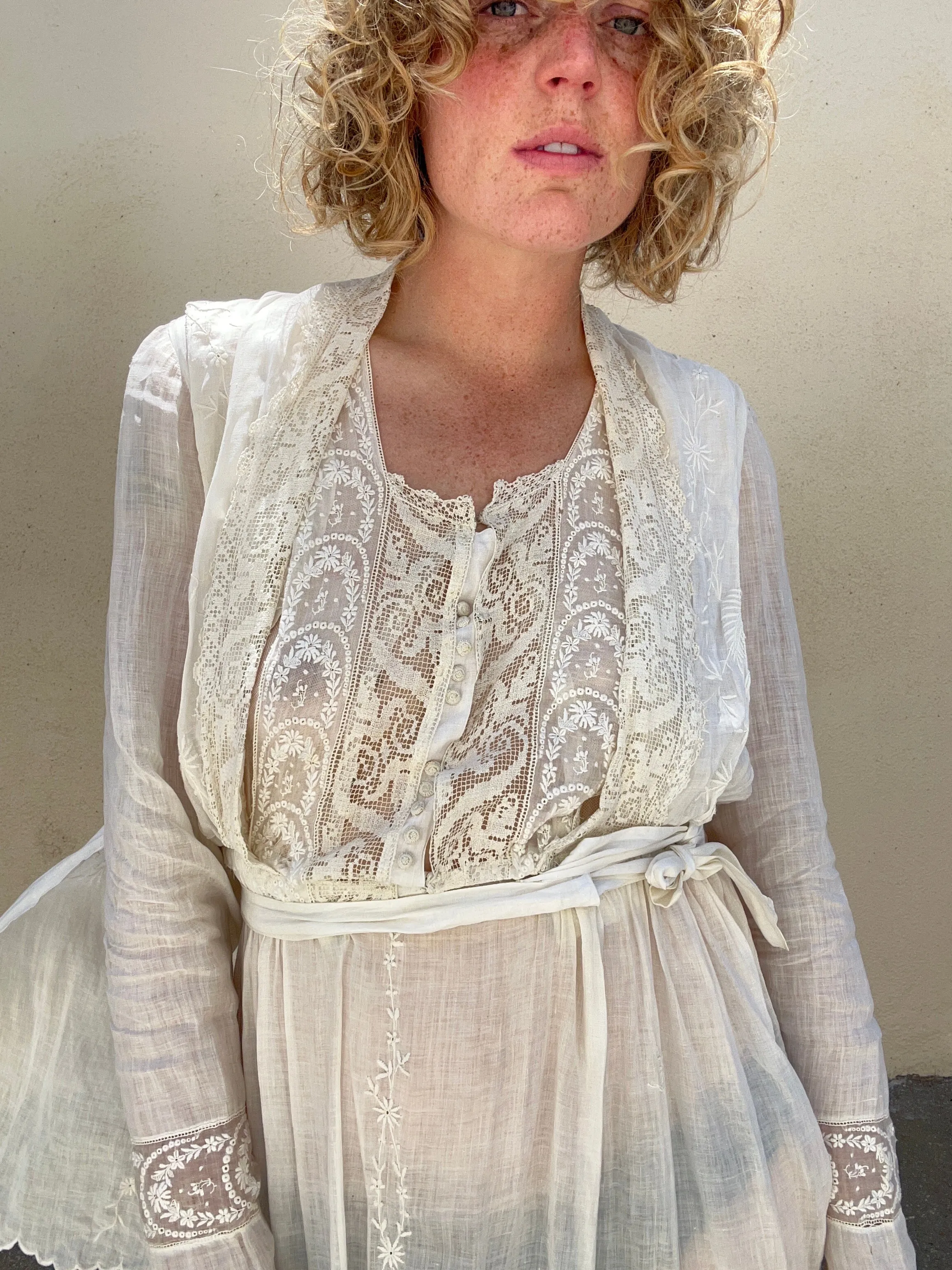Victorian White Dress with Cape